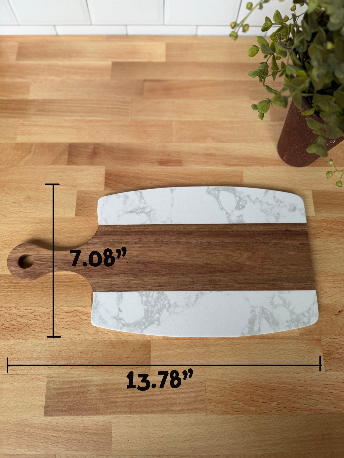 personalized marble and wood cheese board