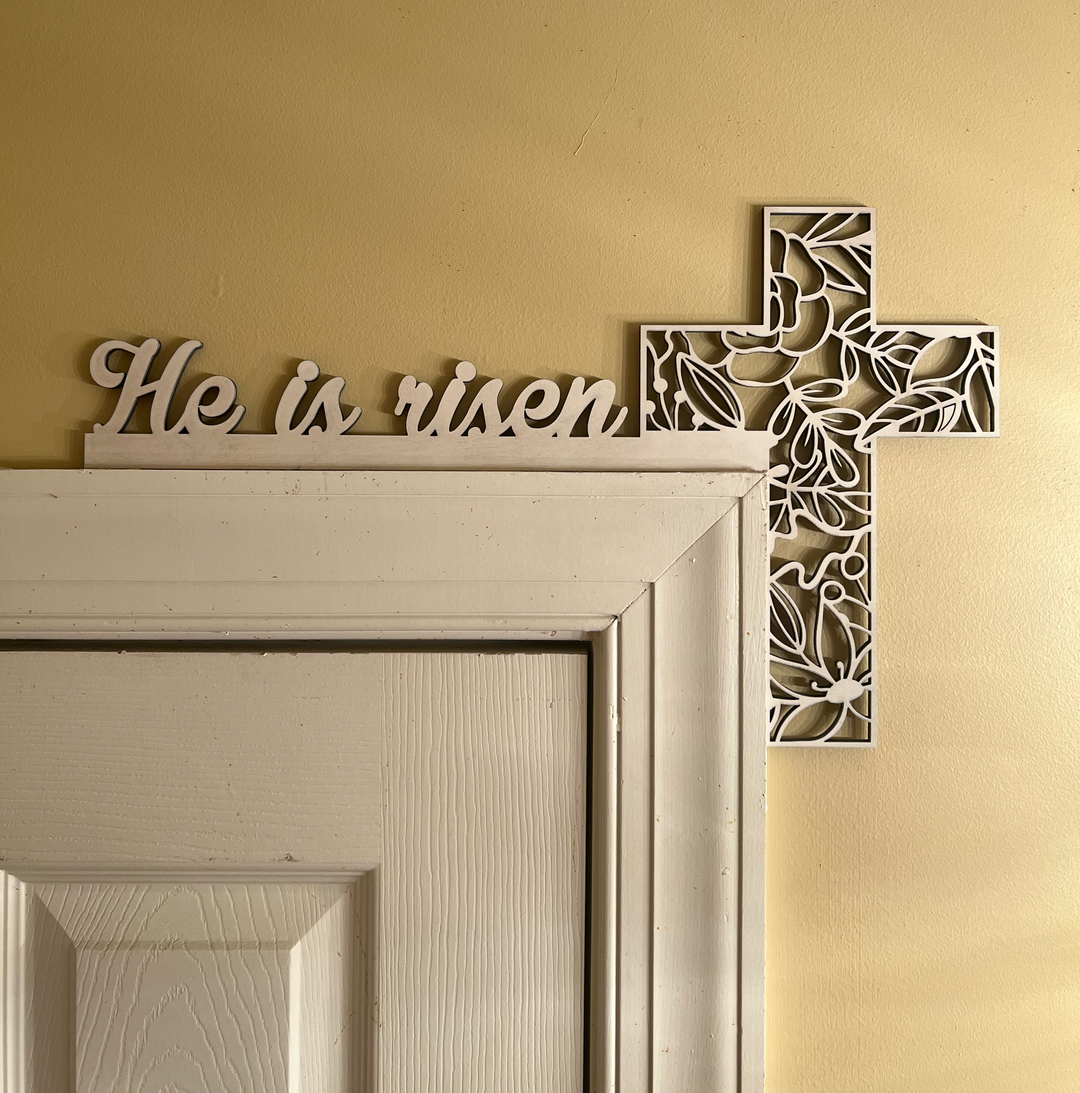 Easter - He is Risen Door Corner Sign 18.5"X11"x 3/8" thick