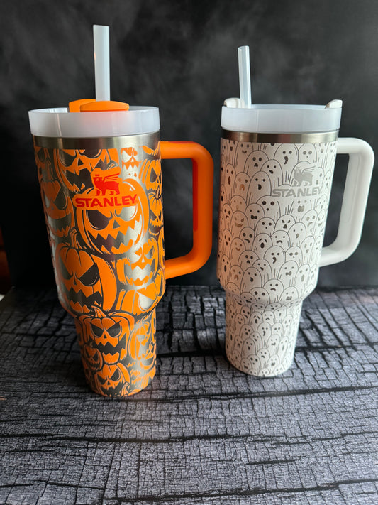 Halloween Themed 40oz Tumbler Jack-O-Lanterns or Ghosts