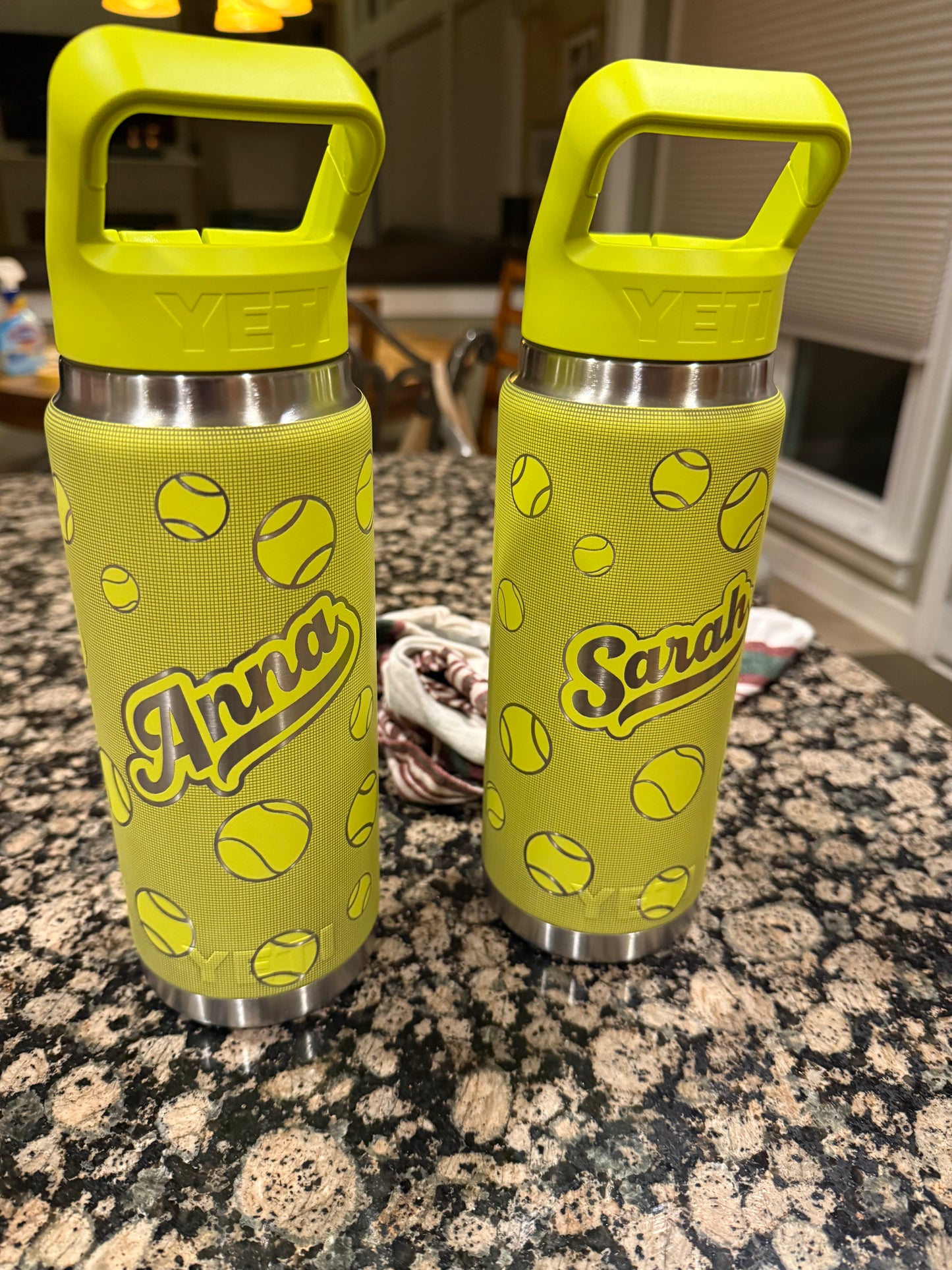 personalized yeti rambler 26 oz water bottle - tennis theme