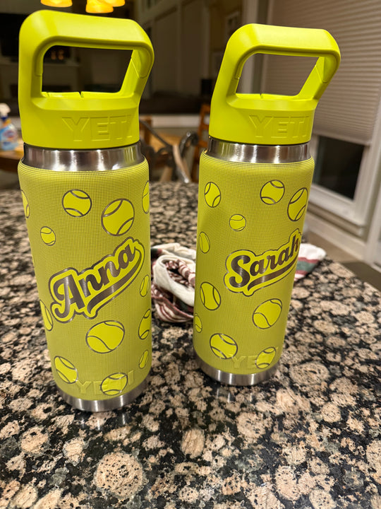 personalized yeti rambler 26 oz water bottle - tennis theme