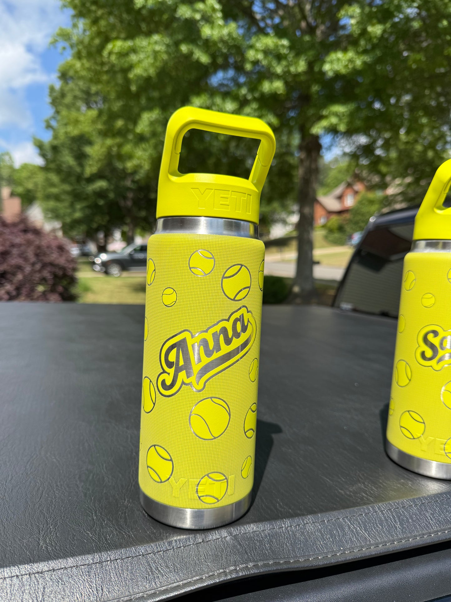 personalized yeti rambler 26 oz water bottle - tennis theme