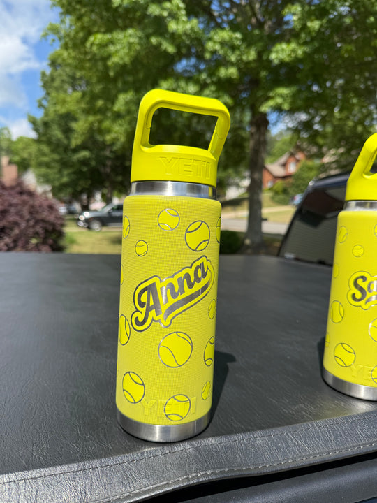 personalized yeti rambler 26 oz water bottle - tennis theme