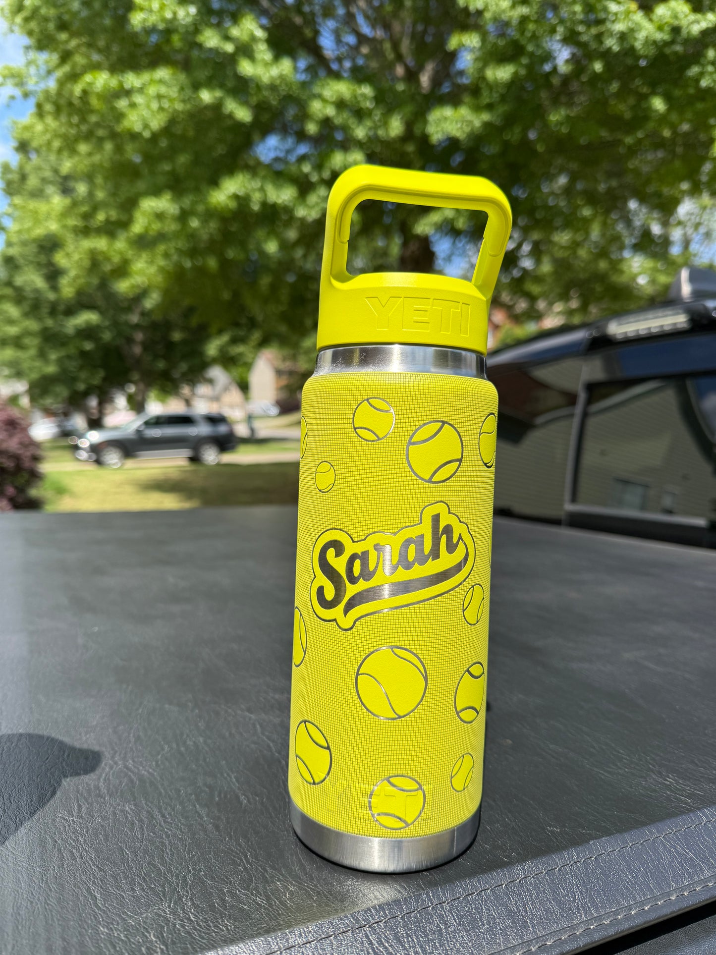 personalized yeti rambler 26 oz water bottle - tennis theme