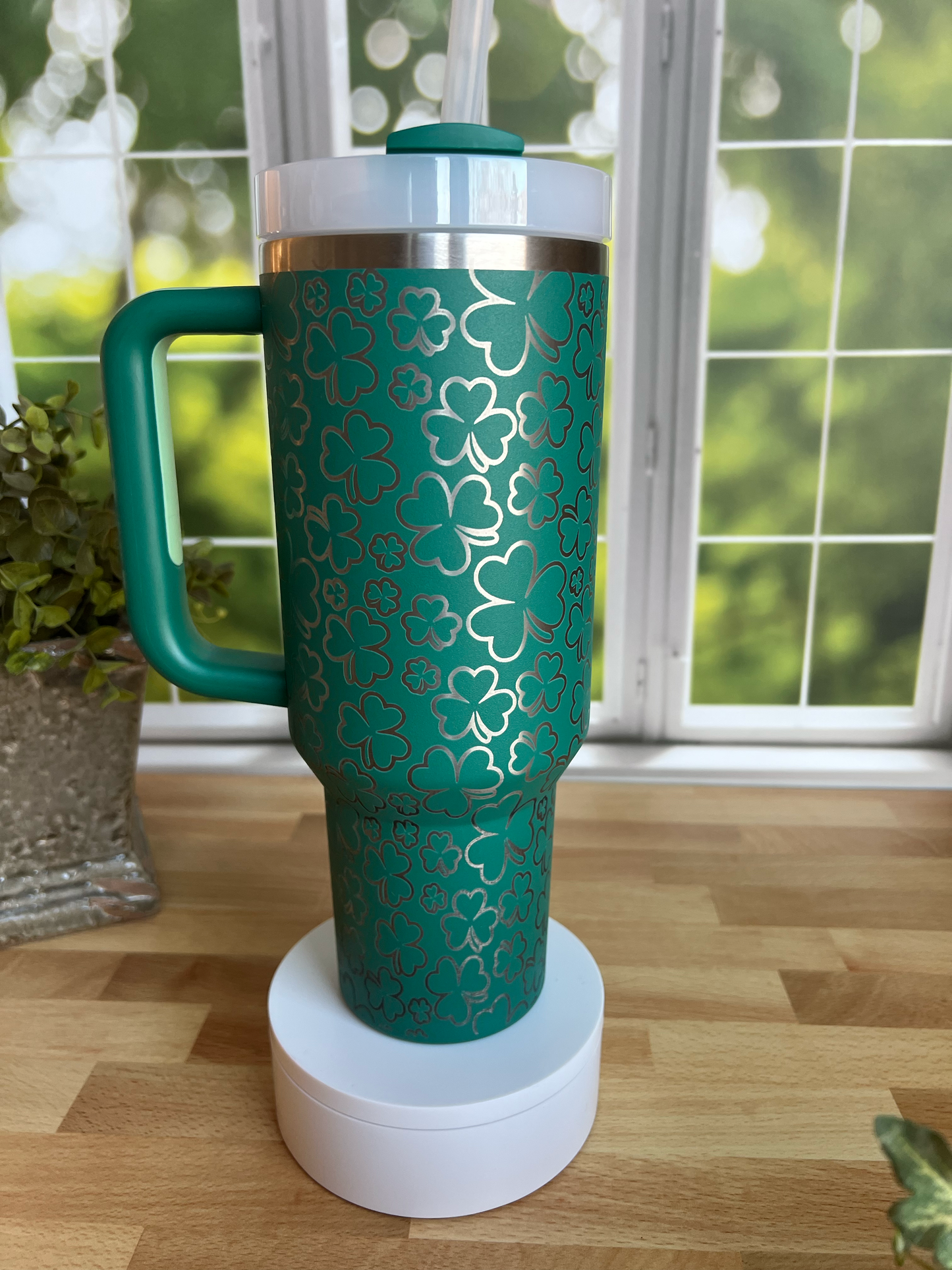 Shamrockin' 40 Oz Laser Engraved Tumbler - We can even engrave your name!