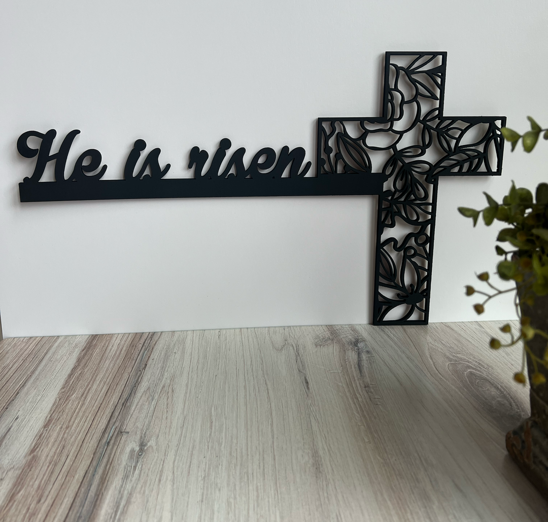 Easter - He is Risen Door Corner Sign 18.5"X11"x 3/8" thick