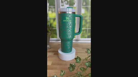 shamrockin' 40 Oz laser engraved tumbler - we can even engrave your name into the design