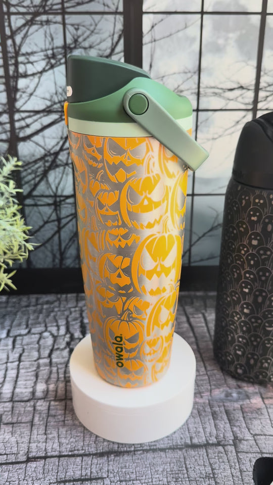 Jack-Owalla Full Wrap Jack-o-lantern themed Owala Freesip or Freesip Sway
