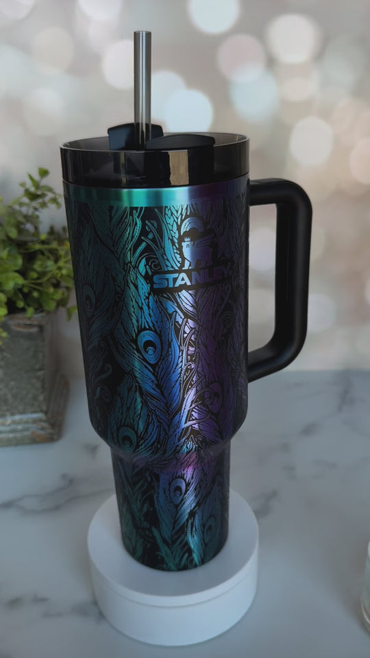 peacock engraved 40 oz stanley tumbler
