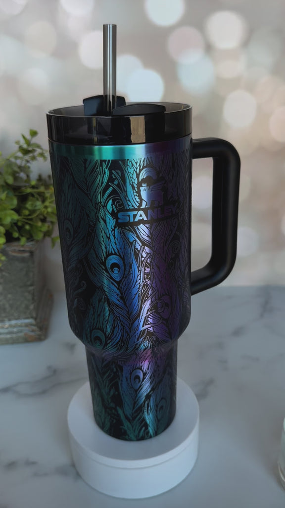peacock engraved 40 oz stanley tumbler – Bub Dubbins Designs
